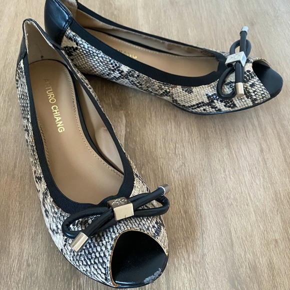 Arturo Chiang Peep toe leather ballerina flats - Picture 5 of 6